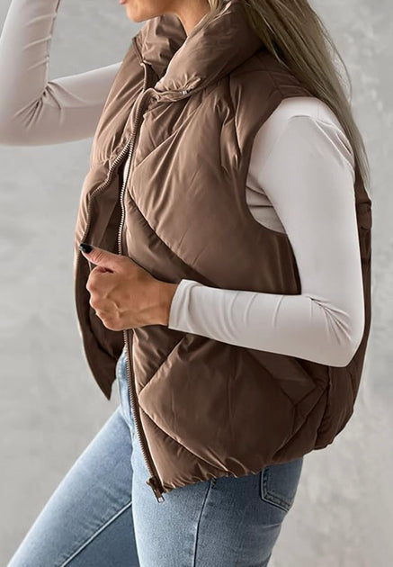 NEW! Womens Quilted Cropped Puffer Vest, 7 Color Options