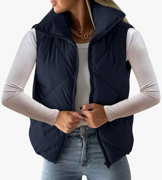 NEW! Womens Quilted Cropped Puffer Vest, 7 Color Options