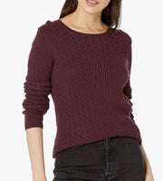 NEW! Women's Lightweight Long-Sleeve Cable Crewneck Sweater, 10 Color Options