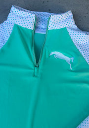 Little Girl Collection - Mint Green with Polka Dot Sleeves