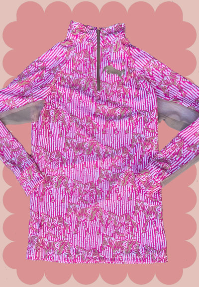 Little Girl - Hot Pink Stripe with Zebras and Tan Accents