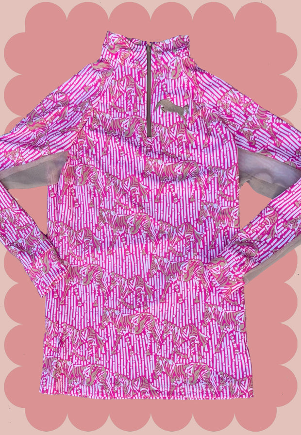 Little Girl - Hot Pink Stripe with Zebras and Tan Accents