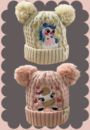 Little Girl Double Pom-Pom Hat