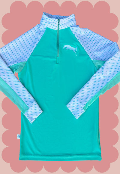 Little Girl Collection - Mint Green with Polka Dot Sleeves