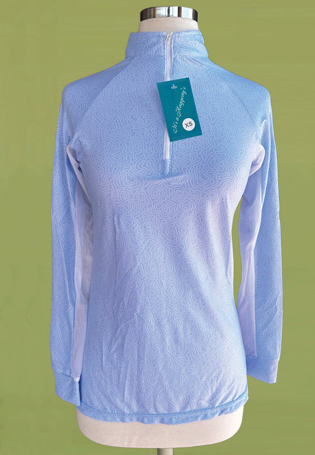 It's a Haggerty's Womens LS Sun Shirt - Light Blue Patterned with White Accents , XS