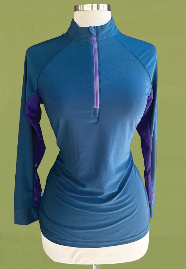 It's a Haggerty's Womens LS Sun Shirt -  Solid Blue with Purple Accents, S