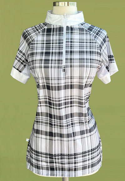 It's a Haggerty's Womens SS Show Shirt -  Plaid w/White Collar + Cuffs, L
