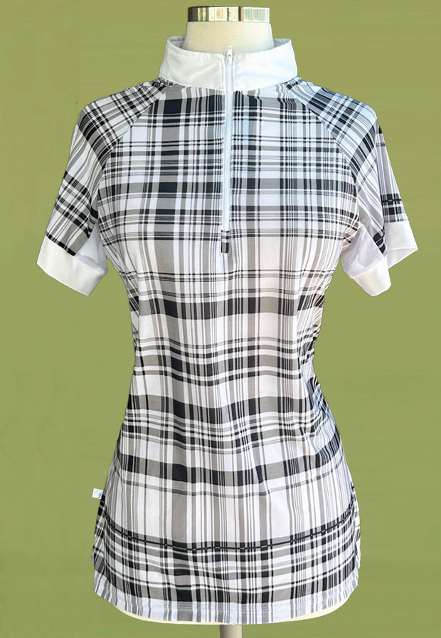 It's a Haggerty's Womens SS Show Shirt -  Plaid w/White Collar + Cuffs, L