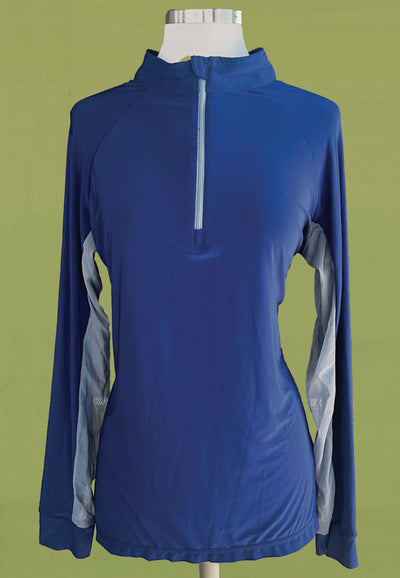 It’s A Haggerty’s Women’s LS Sun Shirt - Royal Blue with Silver Grey Accents, XL