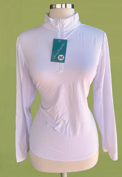 It's a Haggerty's Womens LS Sun/Show Shirt - Solid white in breathable fabric, M