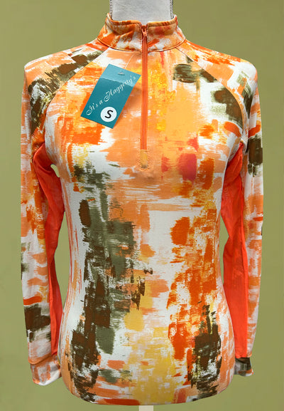 It's a Haggerty's Womens LS Sun Shirt - Orange Abstract, S