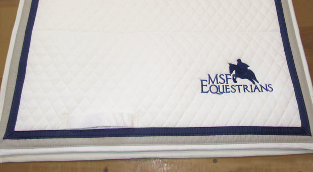 Custom Made Non-Slip White Square Pad, Multiple Color Options, Horse + Pony Sizes