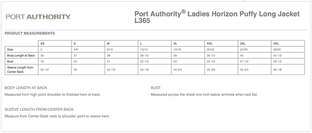 NEW! Port Authority® Ladies Horizon Puffy Long Jacket, 3 Color Options