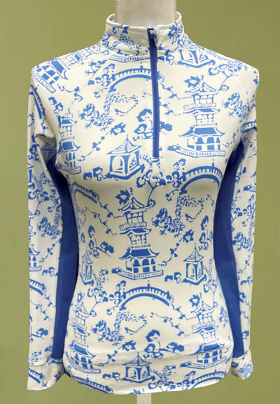 Chinoiserie Print with Blue Accents, L