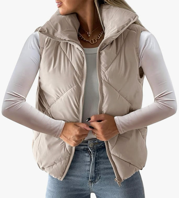 NEW! Womens Quilted Cropped Puffer Vest, 7 Color Options
