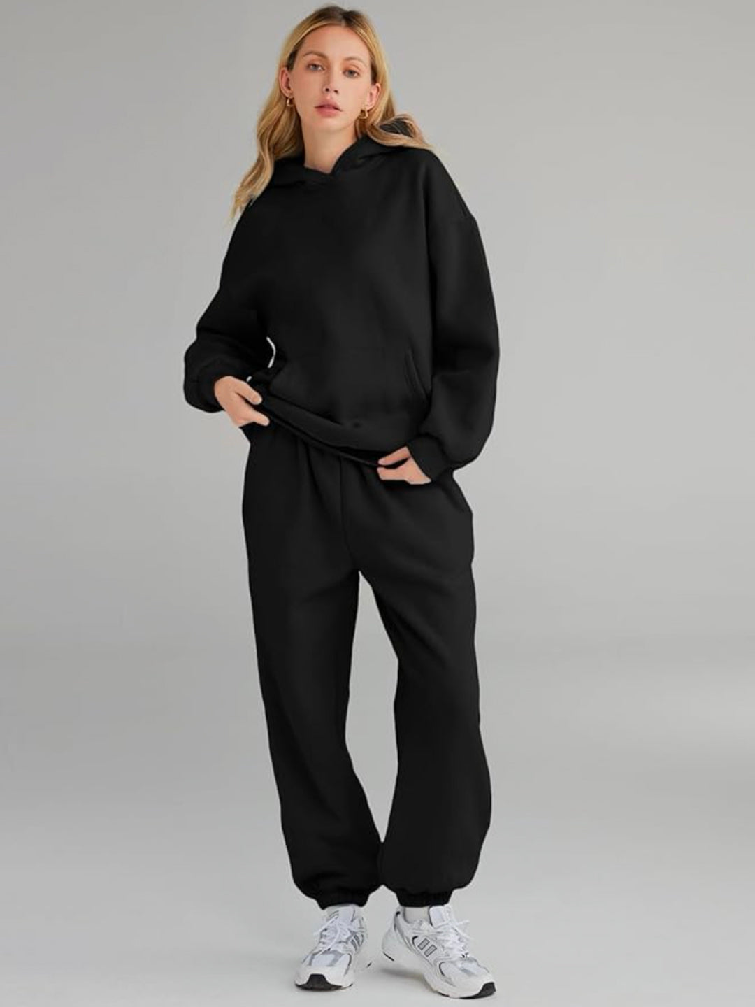 トップス House on the Hill Sweat Suit Black 100 New! Womens 2-Piece Lounge Hoodie Oversized Sweatsuit Set, 12