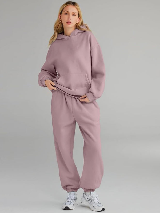 New! Womens 2-Piece Lounge Hoodie Oversized Sweatsuit Set, 12