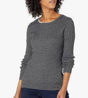 NEW! Women's Lightweight Long-Sleeve Cable Crewneck Sweater, 10 Color Options