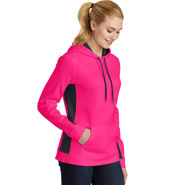 Sport-Tek® Ladies Sport-Wick® Fleece Colorblock Hooded Pullover